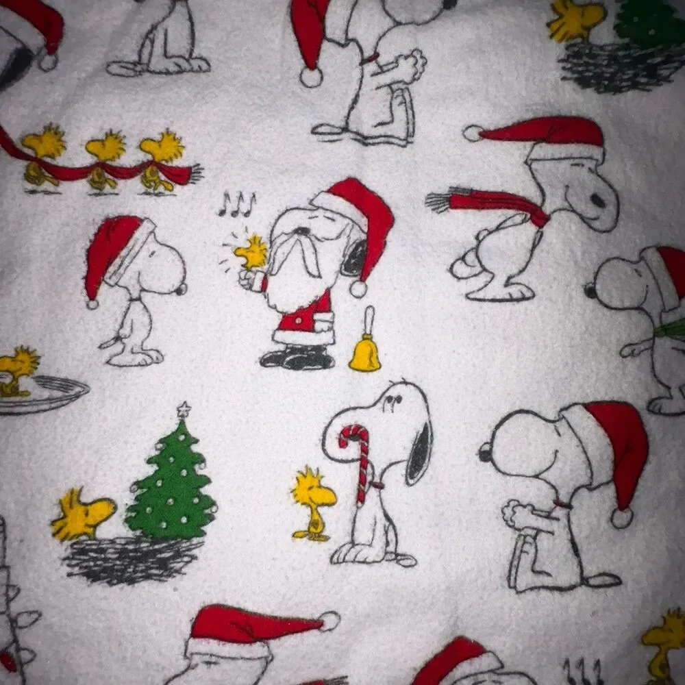 Pottery Barn Snoopy Christmas Holiday Twin Size Sheet Set Flannel Organic Cotton